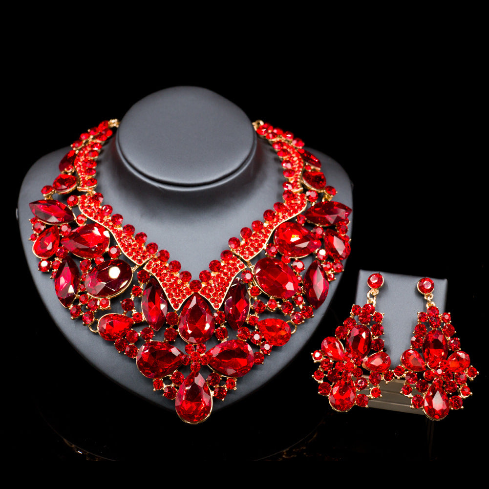Exquisite Colorful Glass Rhinestone Wedding Jewelry Set
