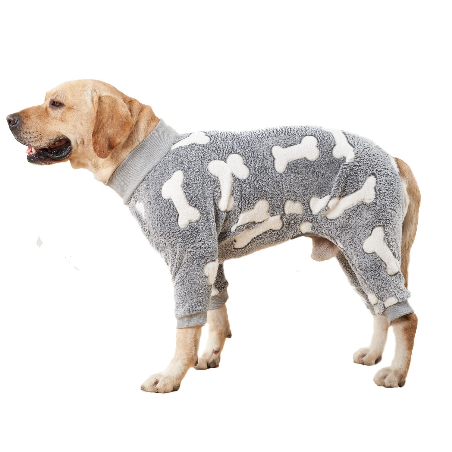 HDKUW Large Dog Coat Dog Recovery Suit Anti-Shedding Flannel Dog Pajamas Pjs After Surgery Dog Onesie Dog Sweater Outfits for Medium Large Dog Gray 3XL