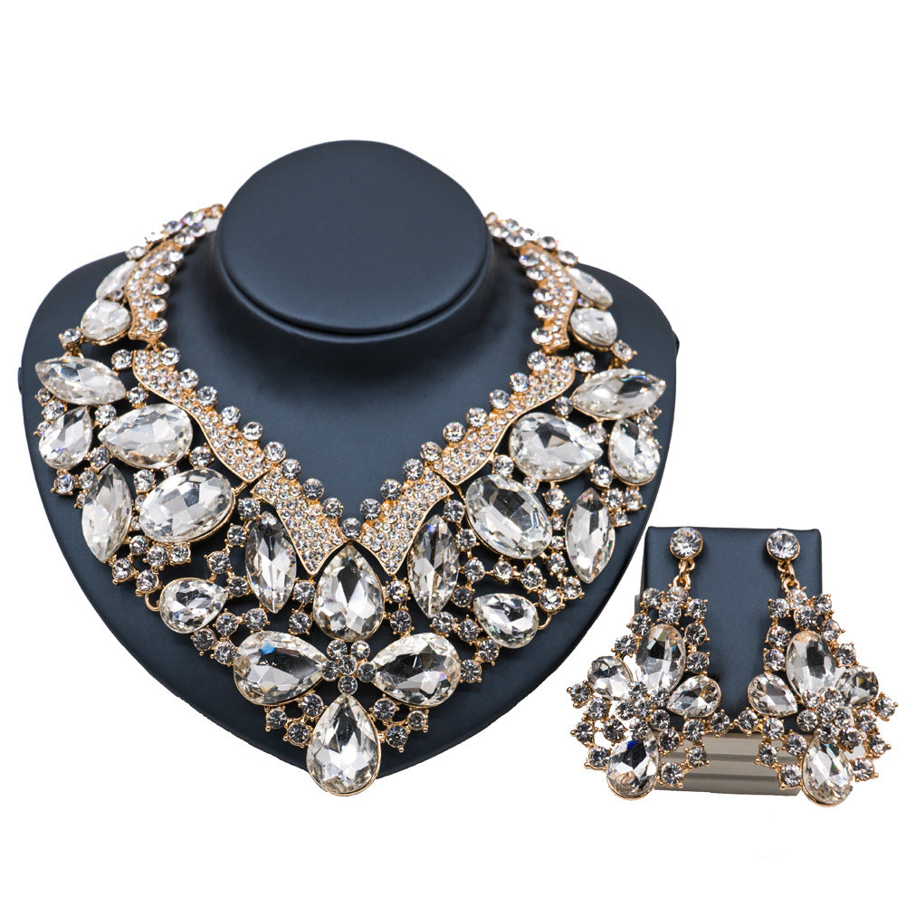 Exquisite Colorful Glass Rhinestone Wedding Jewelry Set