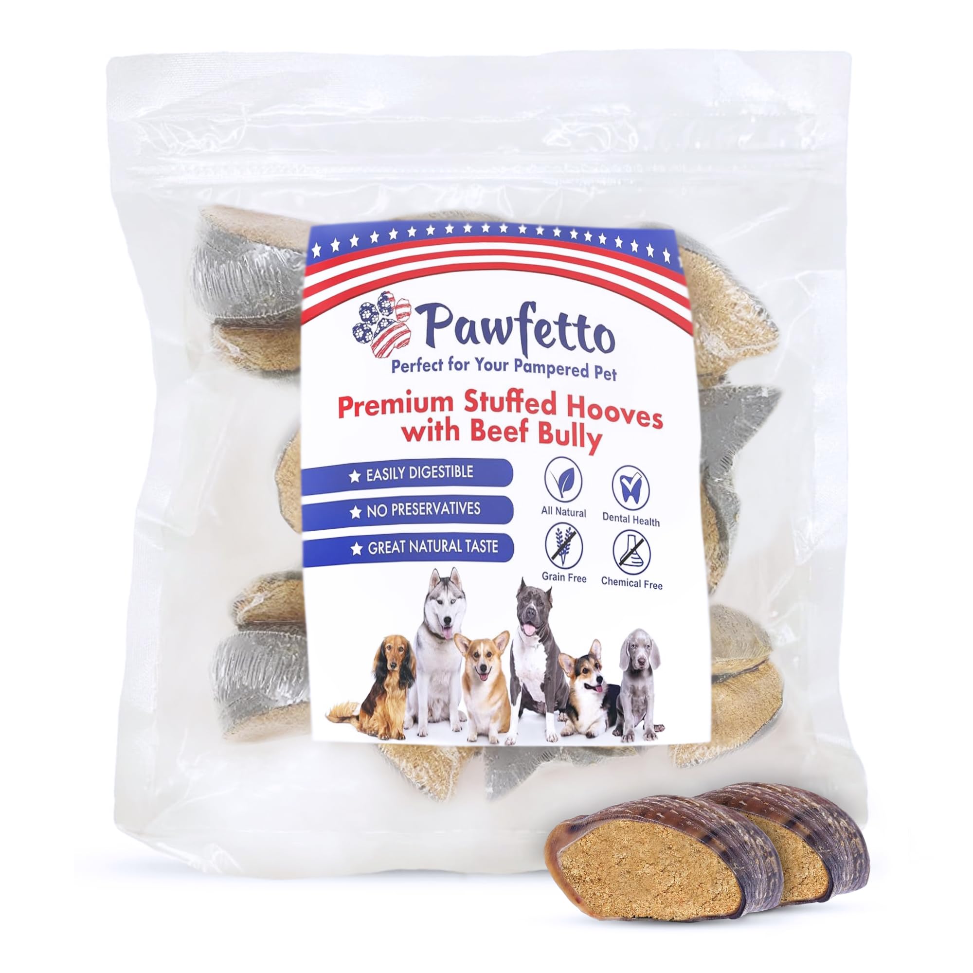 Pawfetto Beef Bully Cow Hooves for Dogs Tasty Dental Treats for Dog Chews Long Lasting Natural Dog Products Individually Wrapped (Pack of 10) 54813