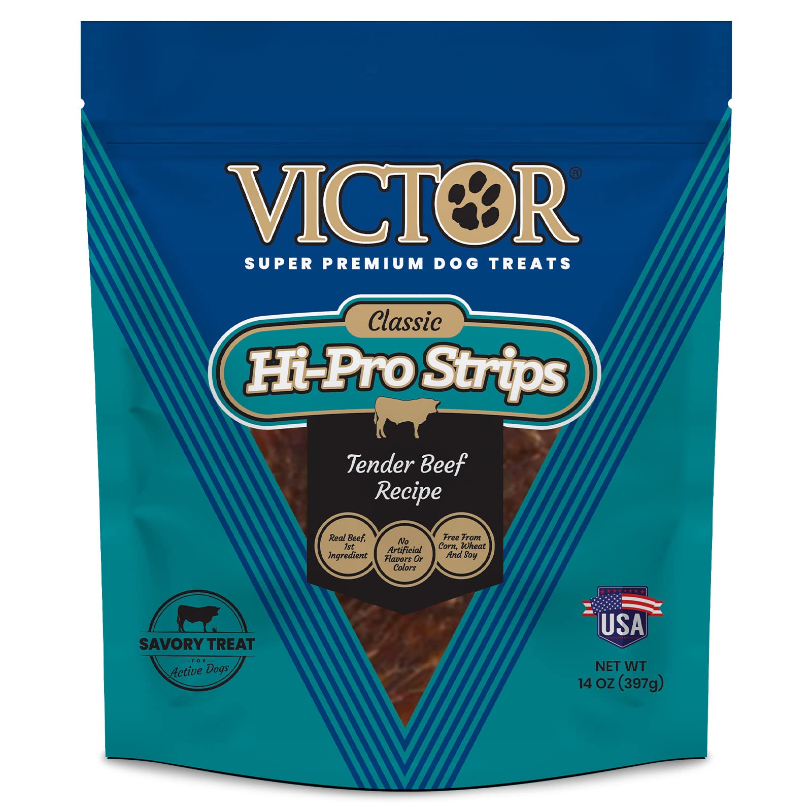 Victor Super Premium Dog Treats – Classic Hi-Pro Strips Dog Treats – Savory Dog Treats with Real Beef – Tender Beef Dog Treats for Active and Sporting Dogs 14 oz