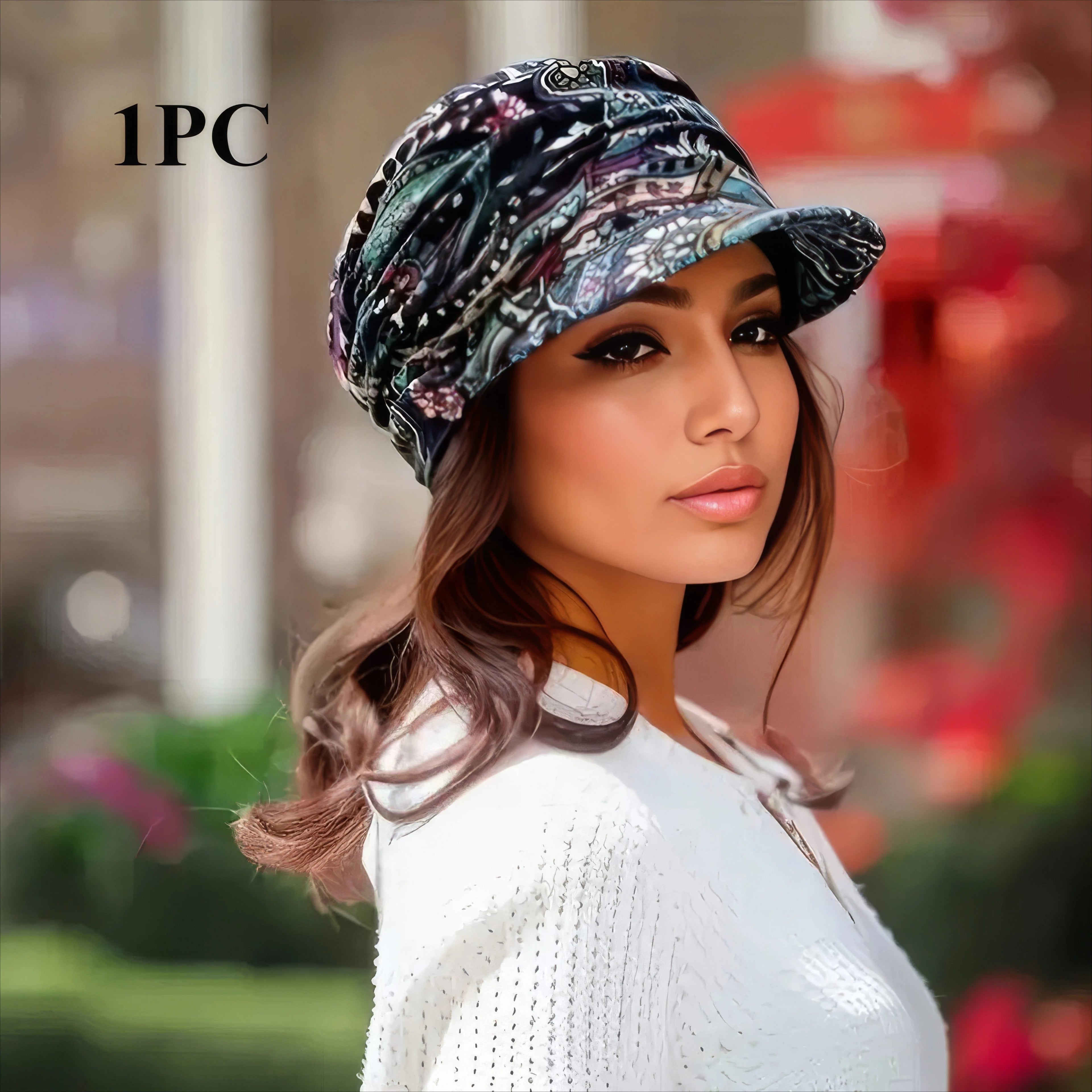 1/2/3 Twisted Duck Tongue Hats in Grey/Red, Vintage Print,