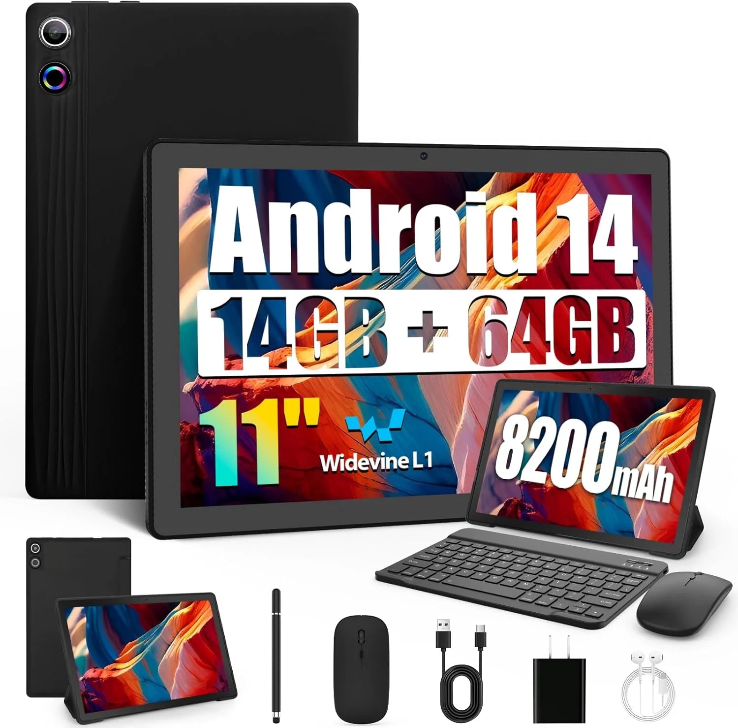 11 inch Tablet Android 14 Octa-Core, 14GB RAM+64GB ROM (TF 1TB)