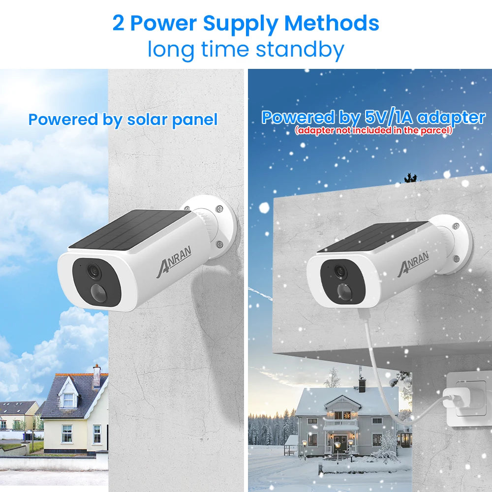 ANRAN 2K Solar Camera 4PCS Home Security Cameras Set 2.4G