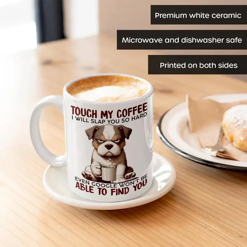 11oz ceramic White Ceramic Coffee Mug With Dog