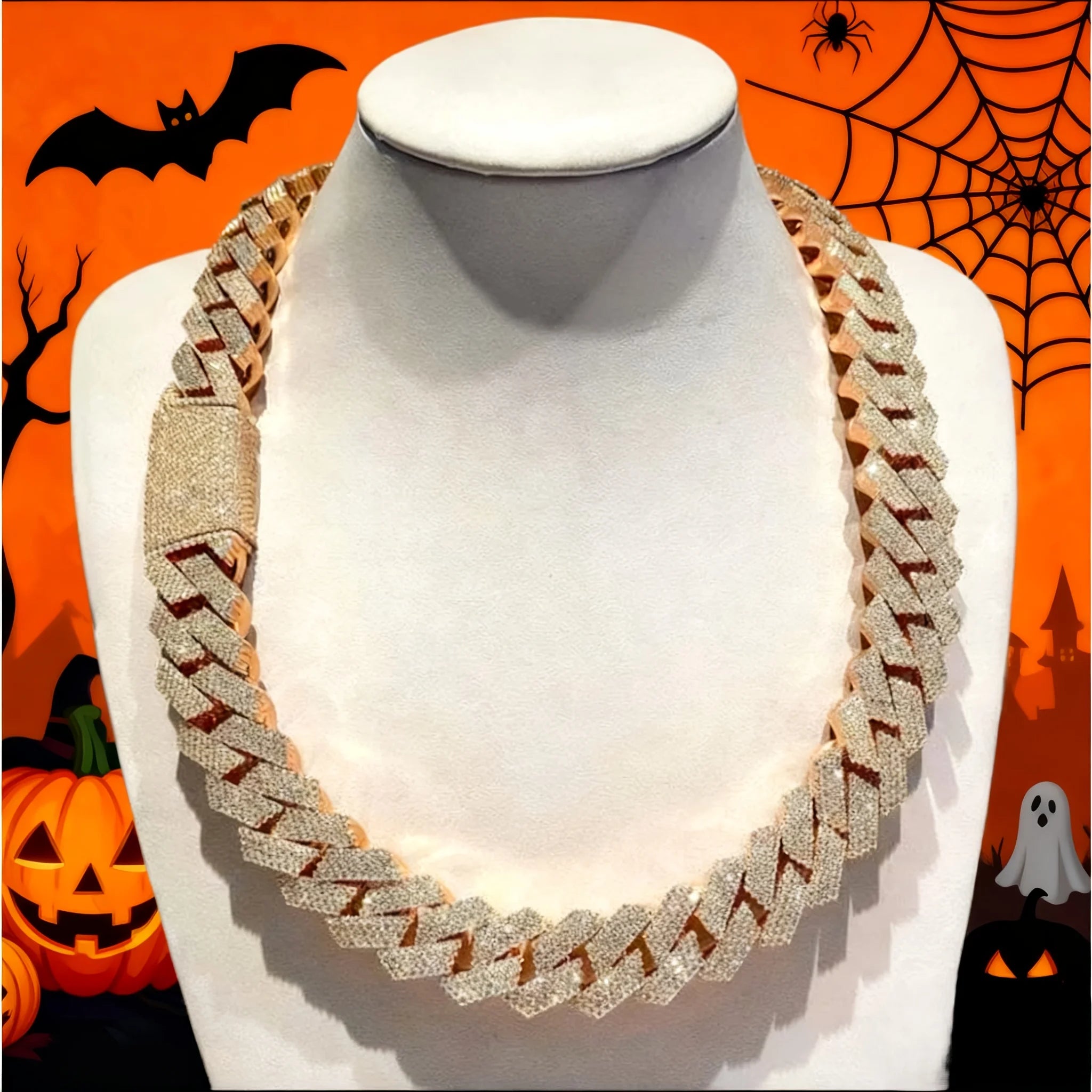 15mm Prong-Set Miami Cuban Chain Necklace