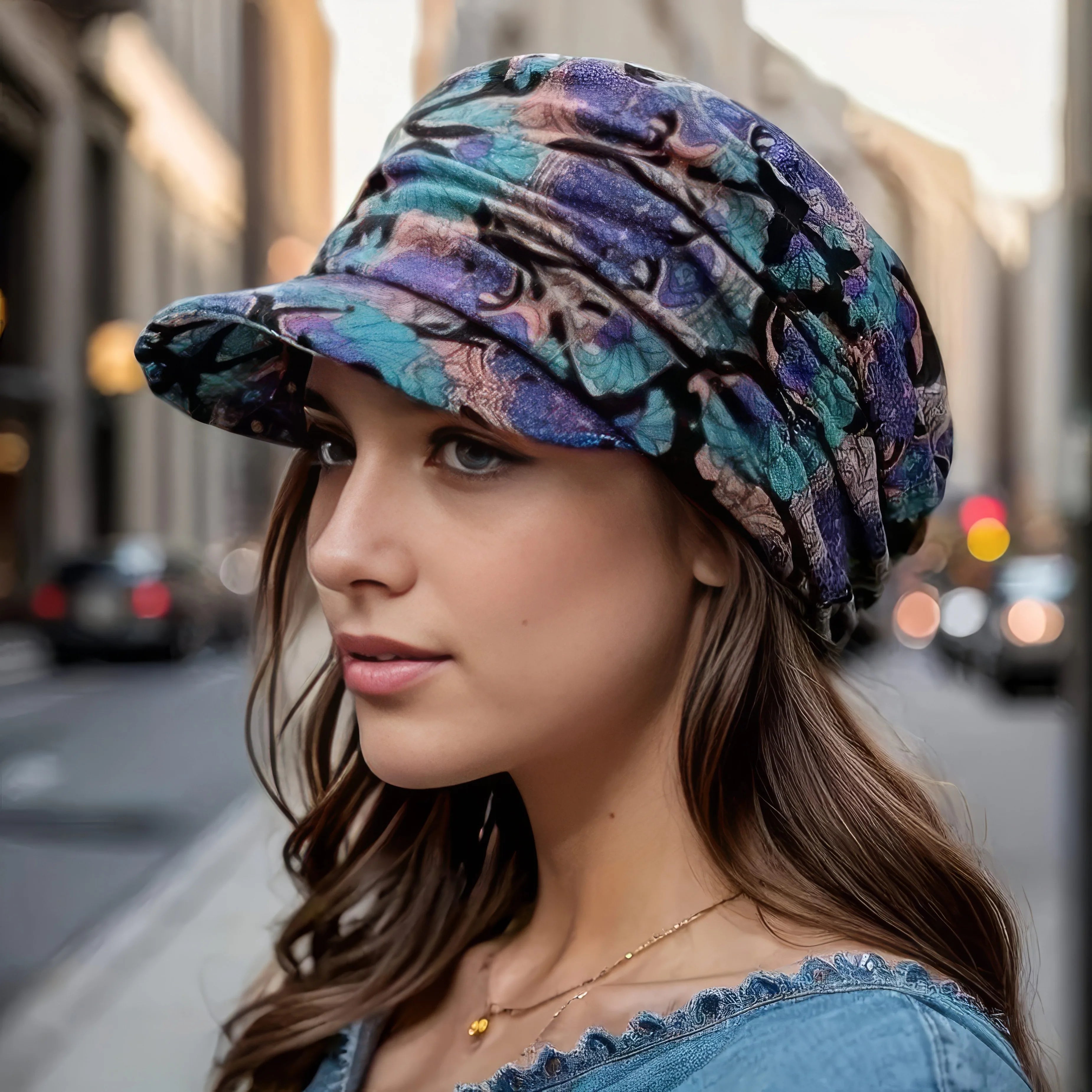 1/2/3 Twisted Duck Tongue Hats in Grey/Red, Vintage Print,