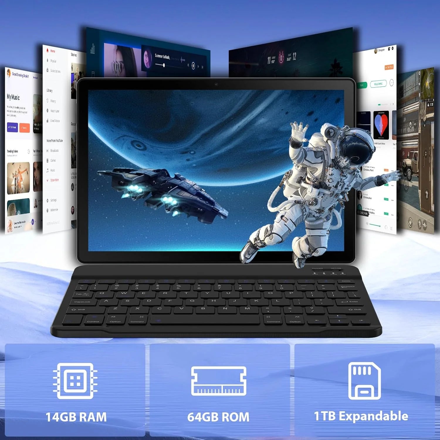 11 inch Tablet Android 14 Octa-Core, 14GB RAM+64GB ROM (TF 1TB)