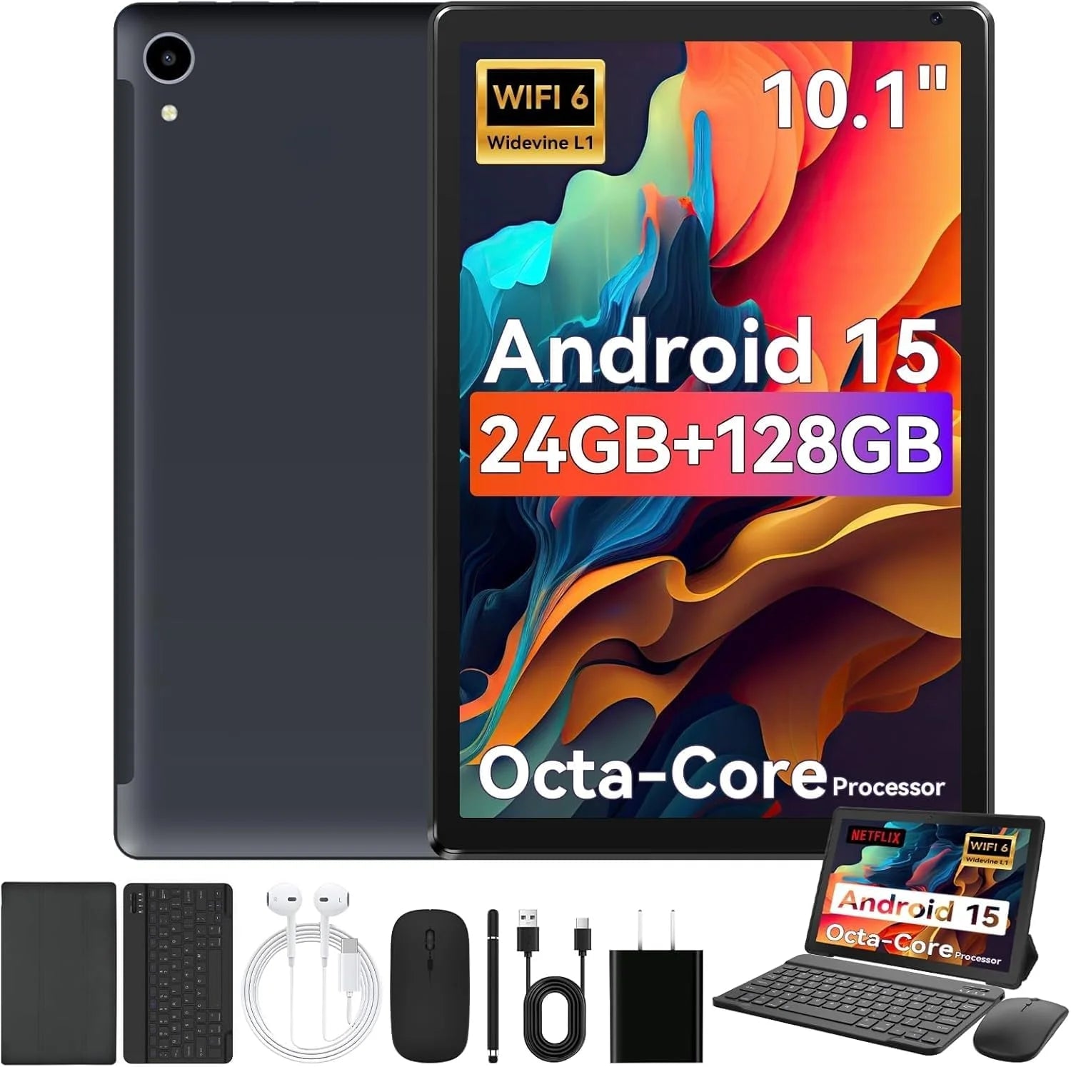 10.1 Inch Android 15 Tablet 8 Core Tablets 24GB+128GB 1TB