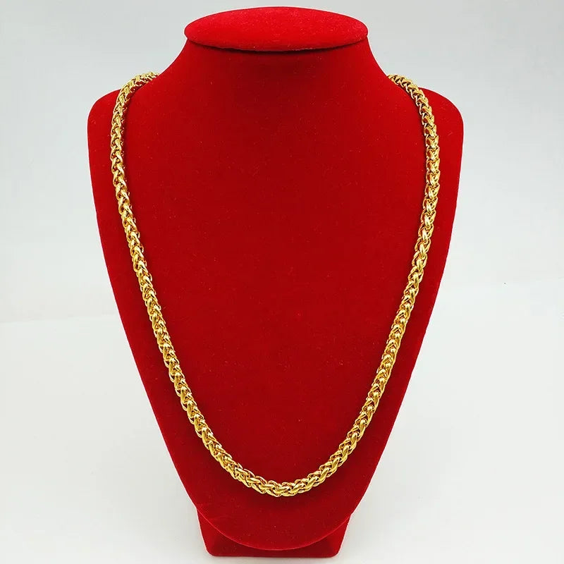 24K Gold, AU999 real gold necklace for men's and women's