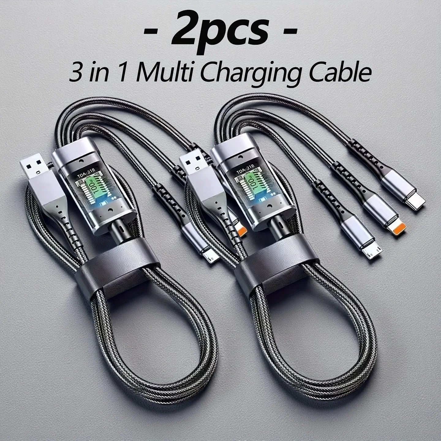 100W Transparent PilotLamp Super Fast Charging Cable Universal