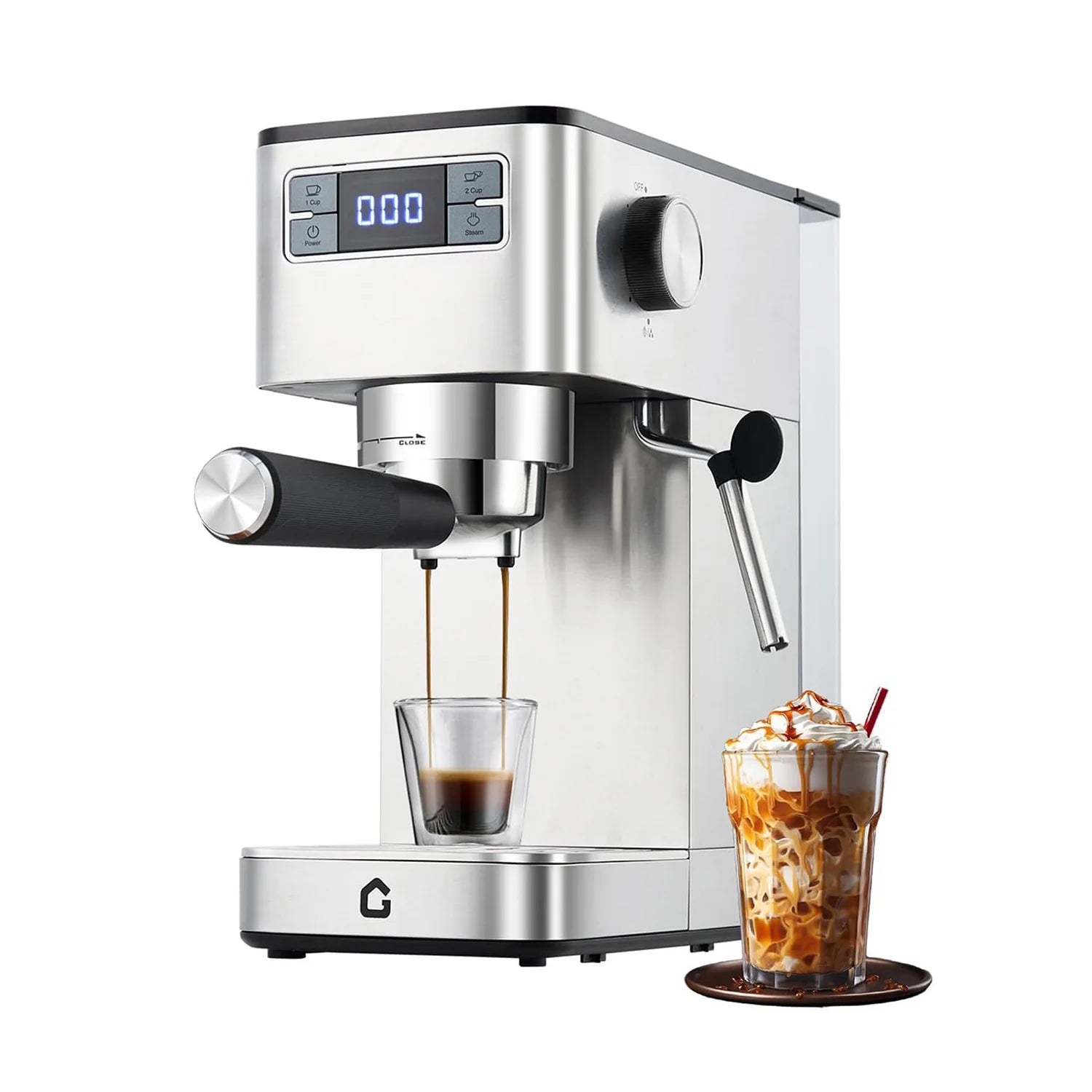 20-Bar Espresso Machine With Steam Milk Frother Stainless Steel 34oz