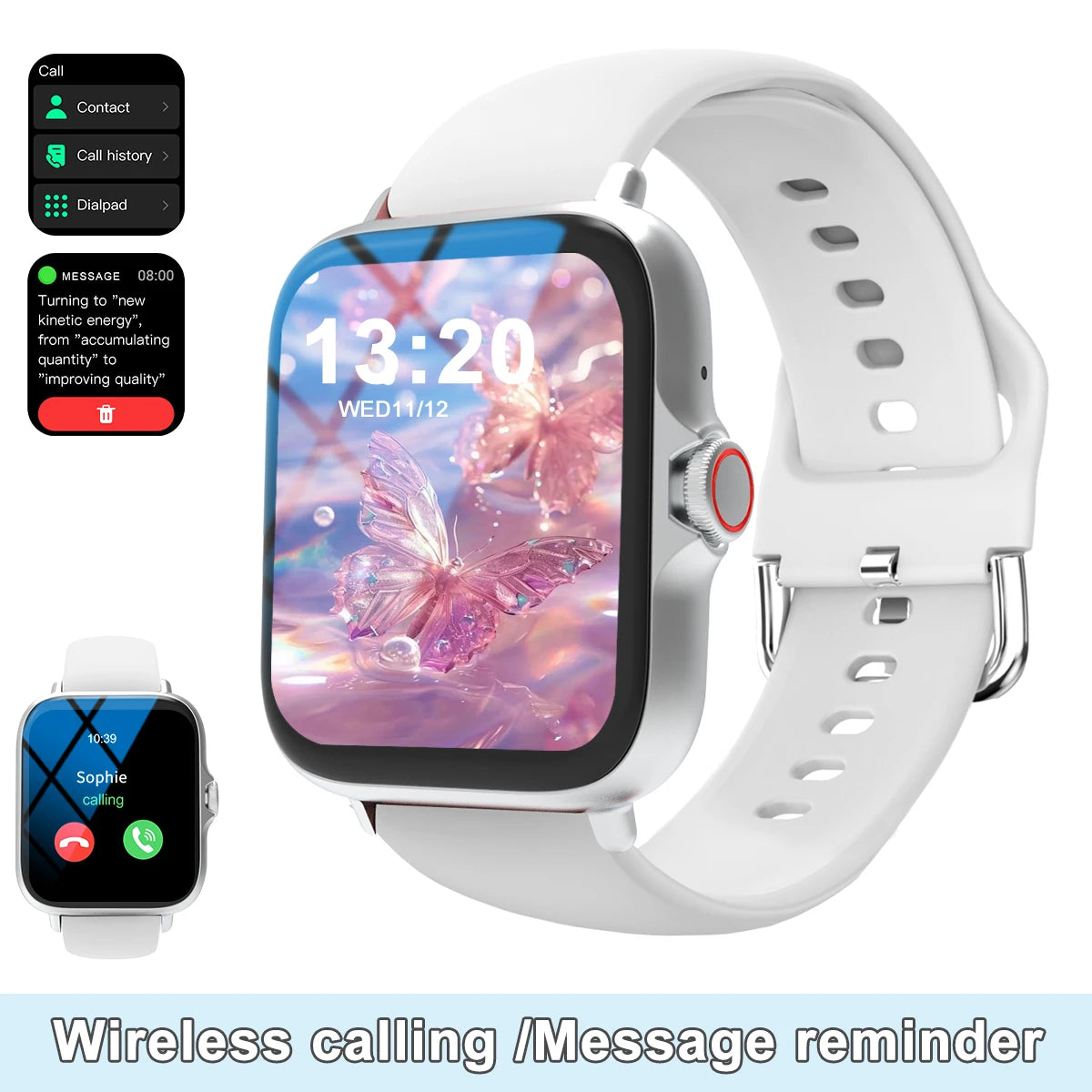 Smart watch, multi-sport mode, message reminder, multiple APP reminders, suitable for men and women, custom wallpaper