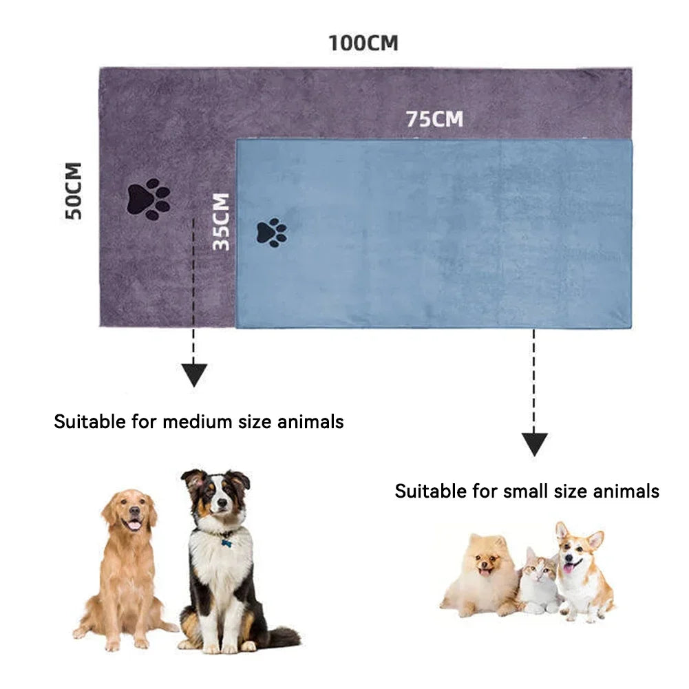 *75cm*100cm Microfiber Pet Bath Towel Embroidered Super Soft