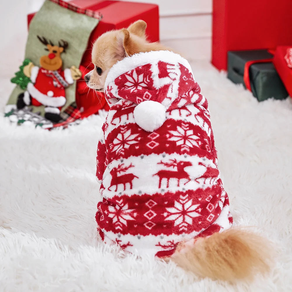 Dog Pajamas Warm Christmas Dog Coat Fleece