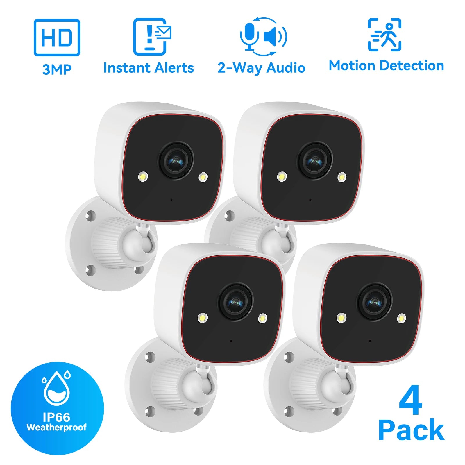 Outdoor Wireless Security Camera 3MP 1296P,Camera with WiFi, Home Security