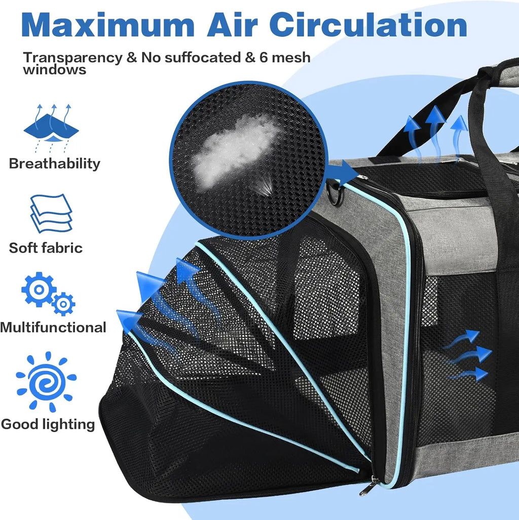 Portable 2-in-1 Pet Carrier,Double Compartment Cat & Dog Carrier