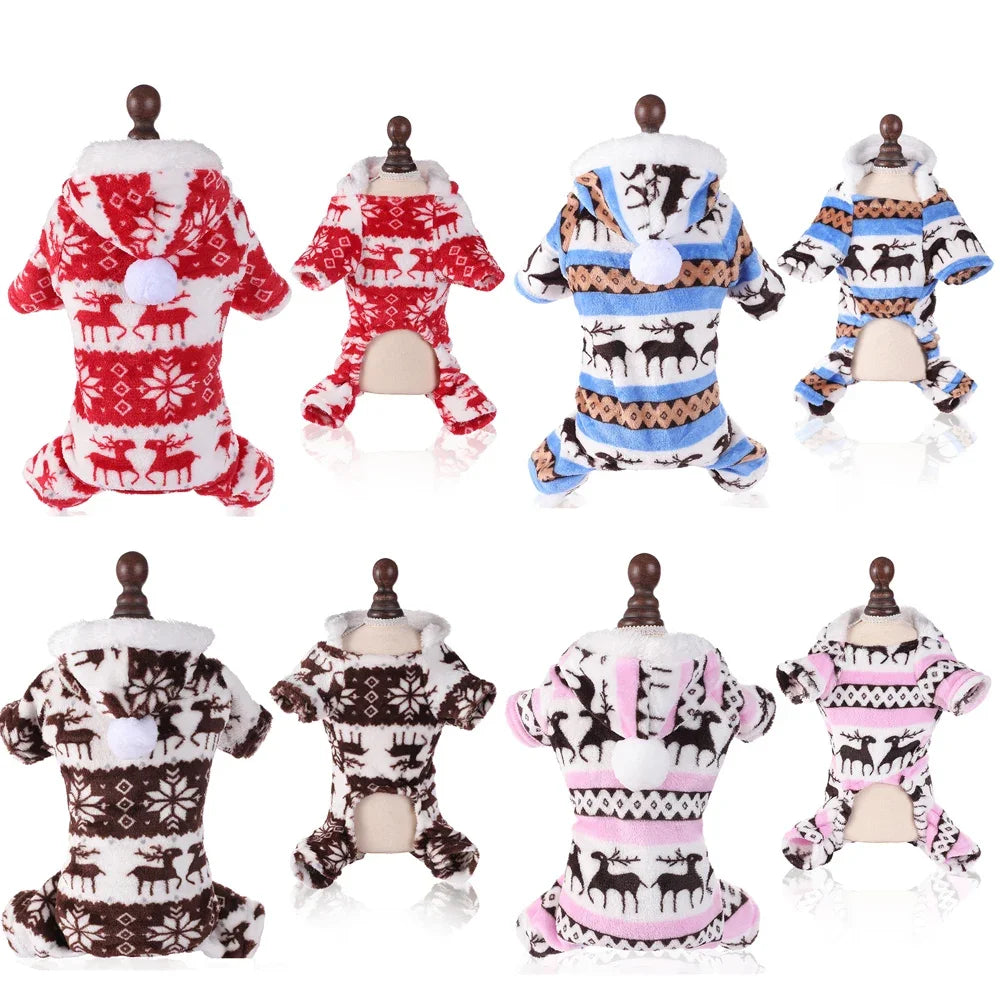 Dog Pajamas Warm Christmas Dog Coat Fleece