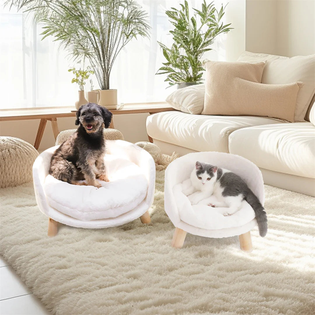 Luxury Cat Bed Soft Warm Plush Fabric Pet Nesting Chair Bed Stool