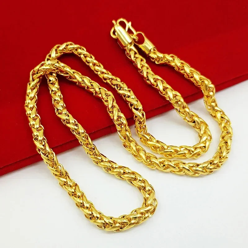 24K Gold, AU999 real gold necklace for men's and women's