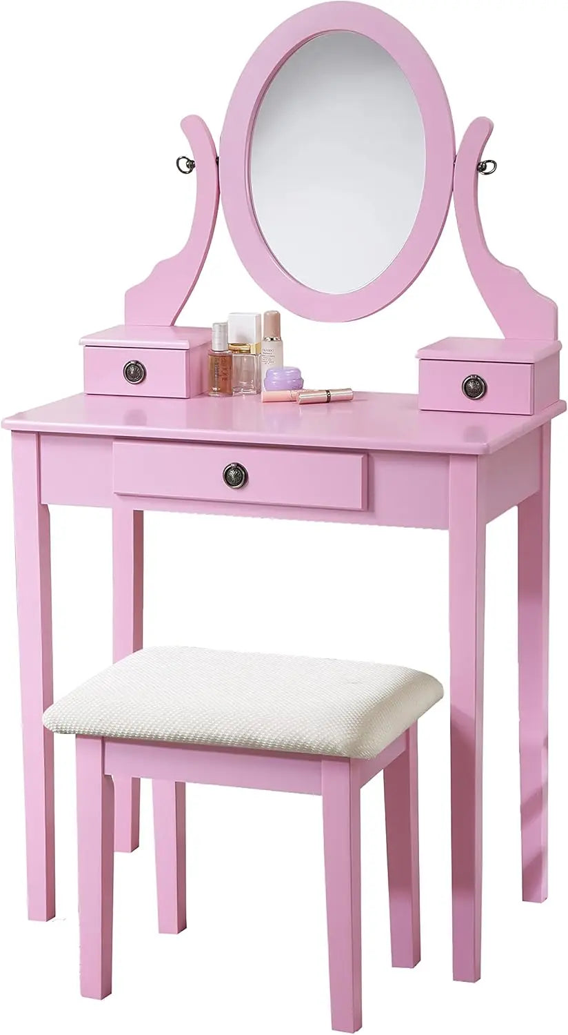 Moniys Wood Moniya Makeup Vanity Table and Stool Set,