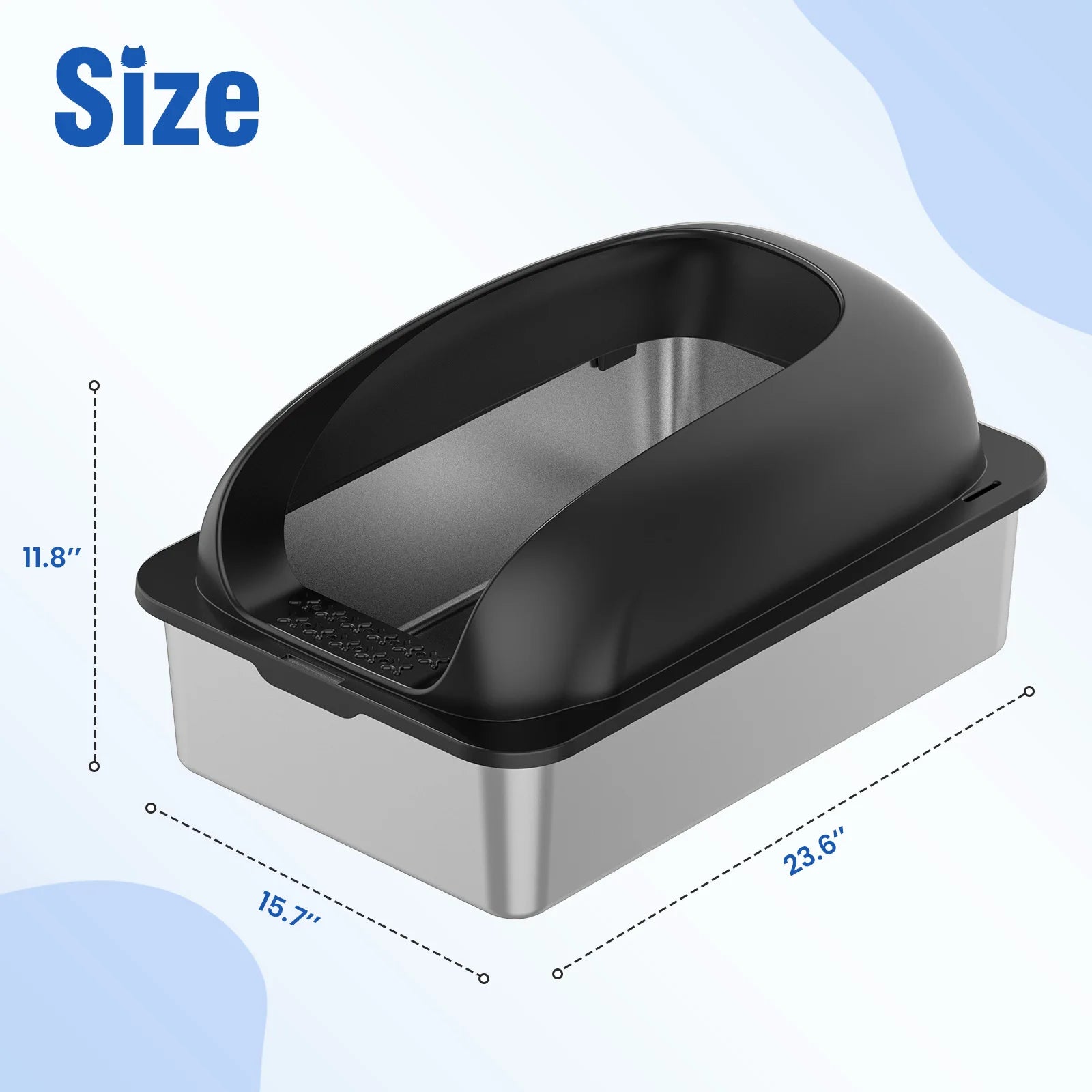 JHK Stainless 24IN Steel Cat Litter Box with Lid Large Cat Litter Box for Big Cats