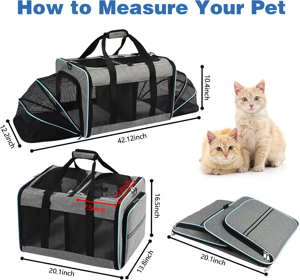 Portable 2-in-1 Pet Carrier,Double Compartment Cat & Dog Carrier