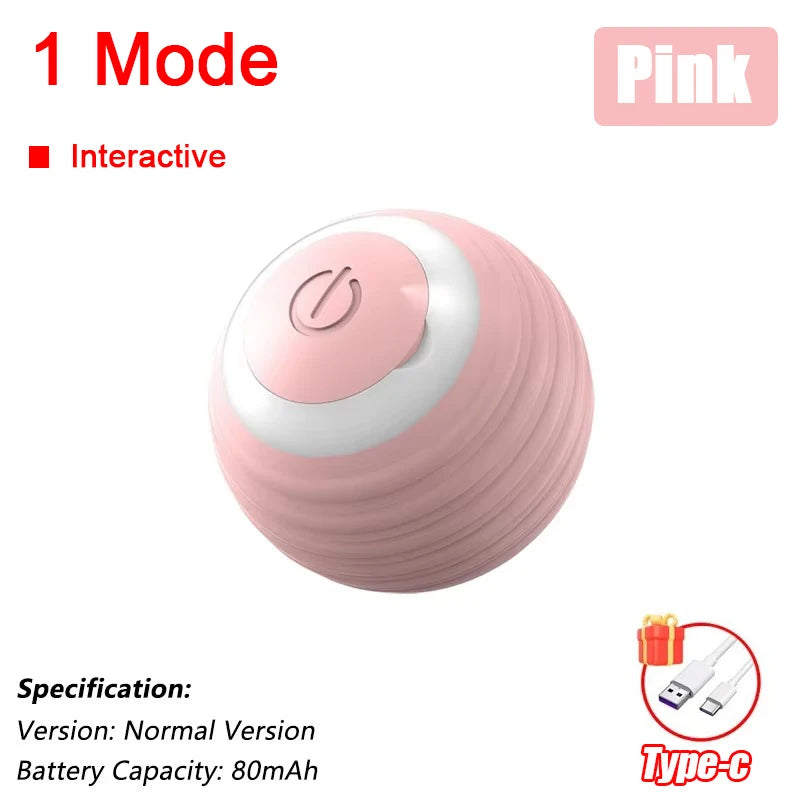 Cat Interactive Ball Toy Automatic Rolling Ball Faux Tail Rechargeable