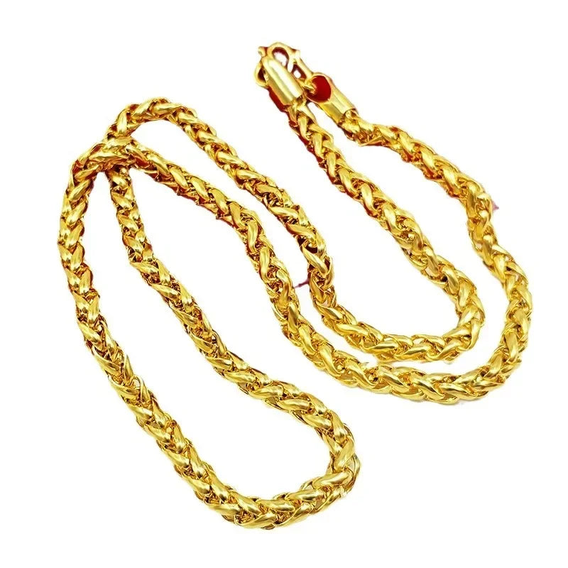 24K Gold, AU999 real gold necklace for men's and women's
