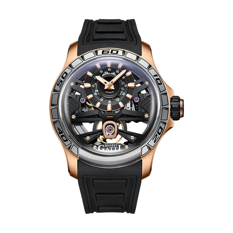 BONEST GATTI men's watch Men's automatic skeleton watch Luminous watch