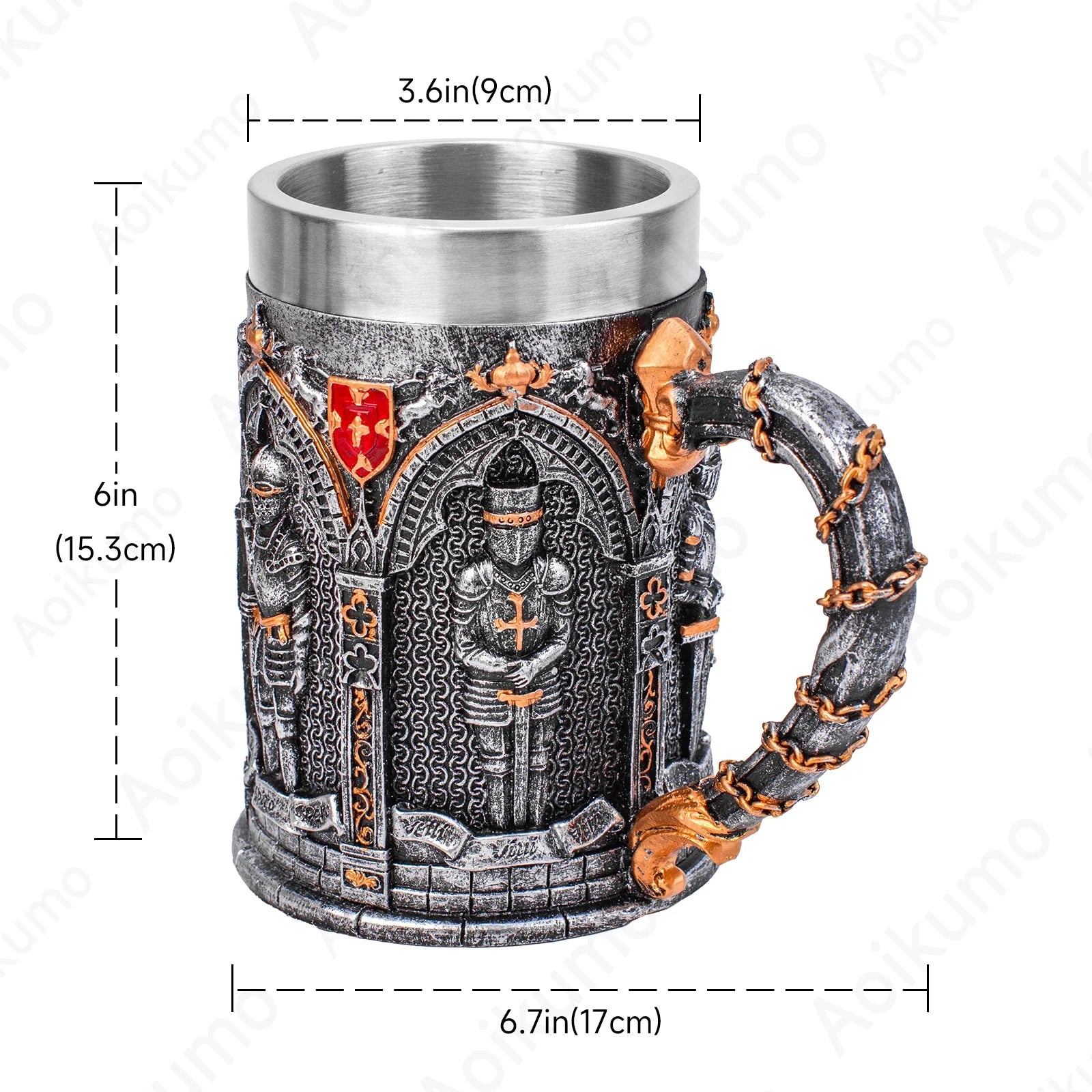 New Armoured Knight Latin Oath Tankard 304 Stainless Steel