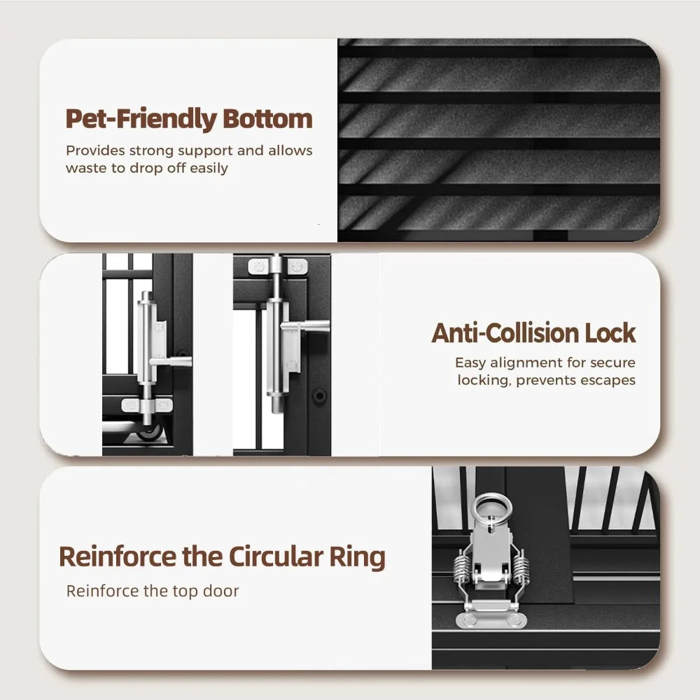 Extra Large Dog Crate for Large Dogs, 64 inches Heavy Duty Dog Crate,Indestructible Dog Kennel for High Anxiety Dogs, Lockable W