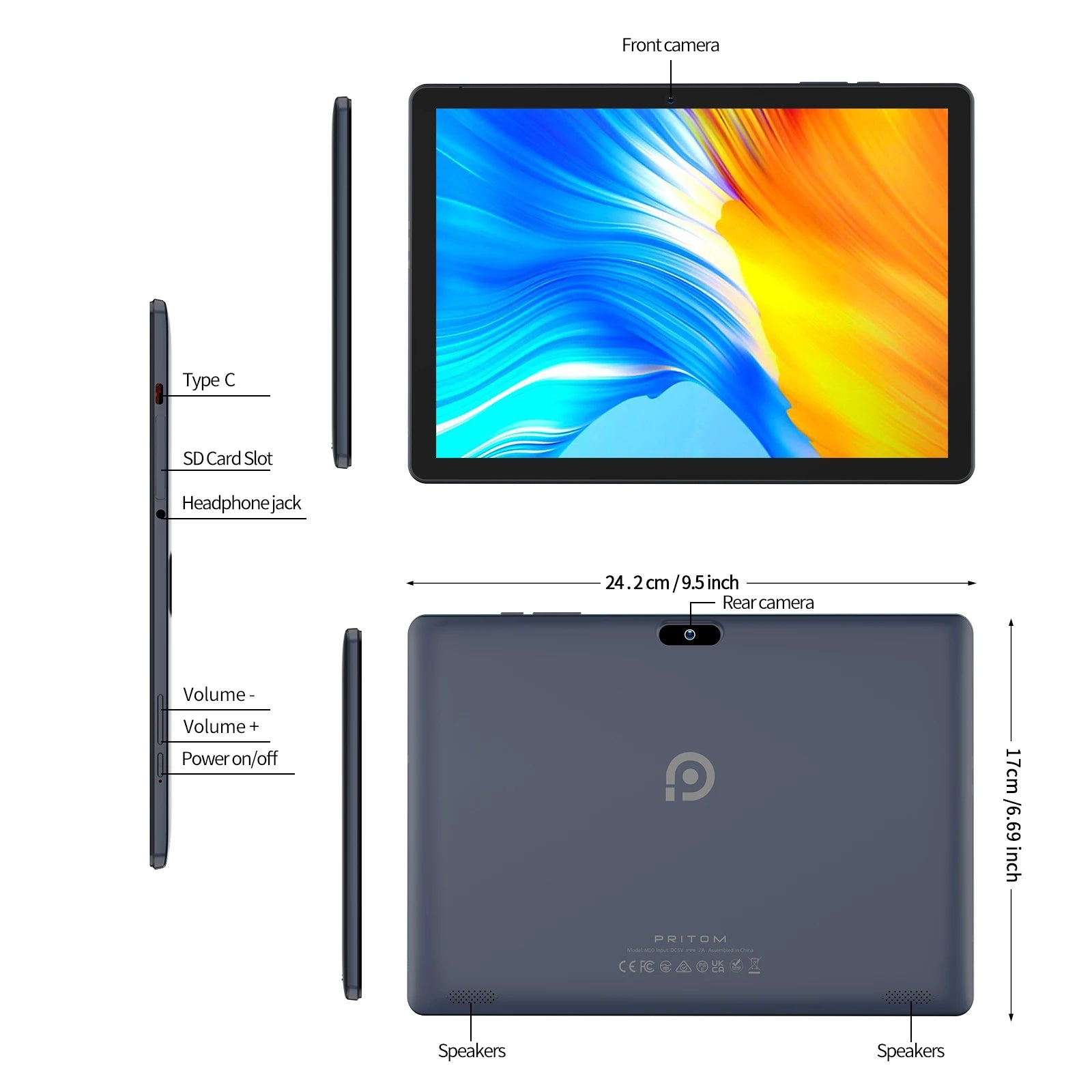 10.1 Inch Tablet PC Android 13 64 GB Quad Core Touch Screen