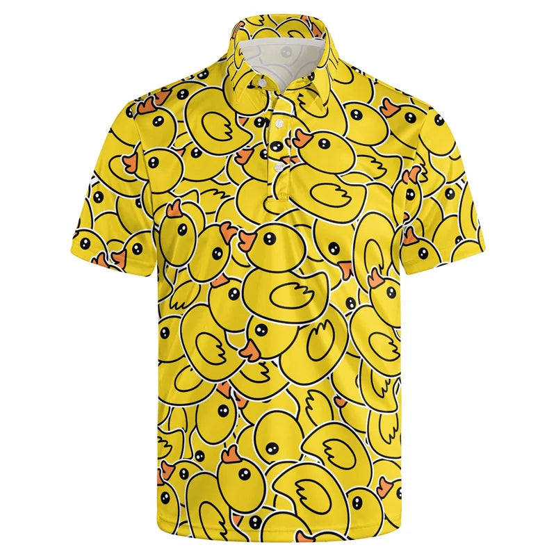 New Design 3d Printing 80s 90s Golf Polo Shirt Men Retro Lapel Shirt Summer Street Quick Dry Short Sleeve Button Tee Shirts Tops