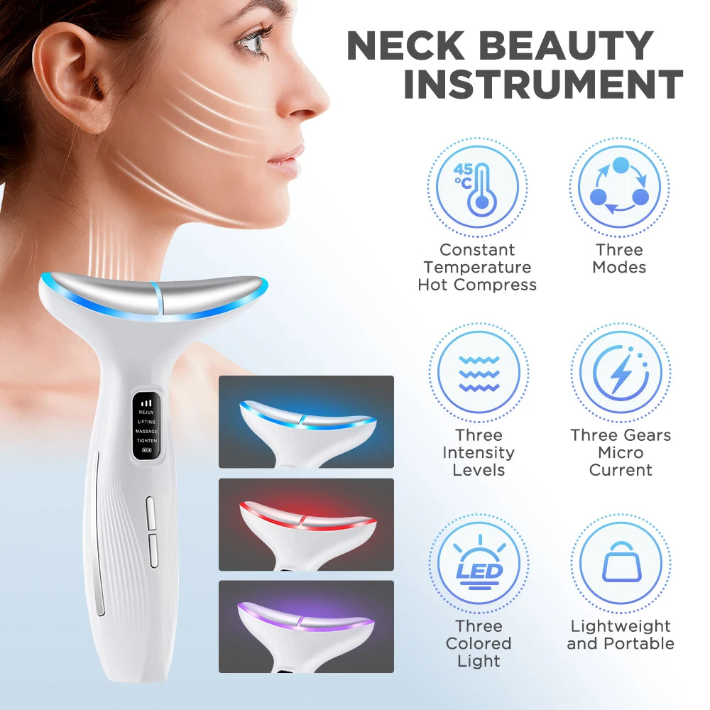 3 Massage Modes Microcurrent Neck Beauty Device Face Lifting