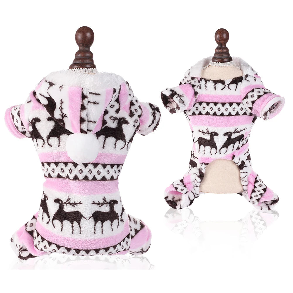 Dog Pajamas Warm Christmas Dog Coat Fleece