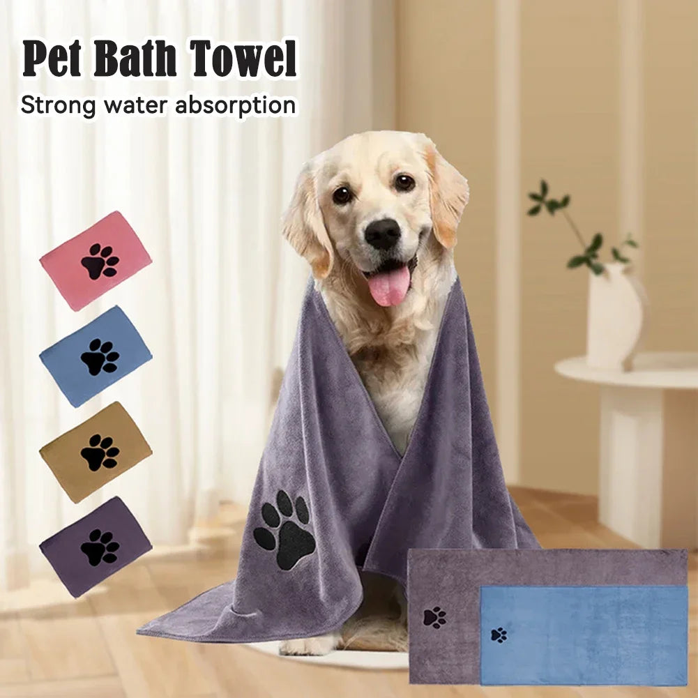 *75cm*100cm Microfiber Pet Bath Towel Embroidered Super Soft
