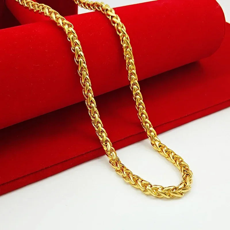 24K Gold, AU999 real gold necklace for men's and women's