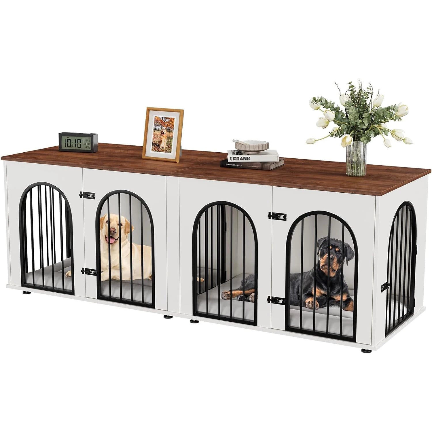 Dog Crate Furniture for 2 Dogs, 71" Dog Kennel Indoor