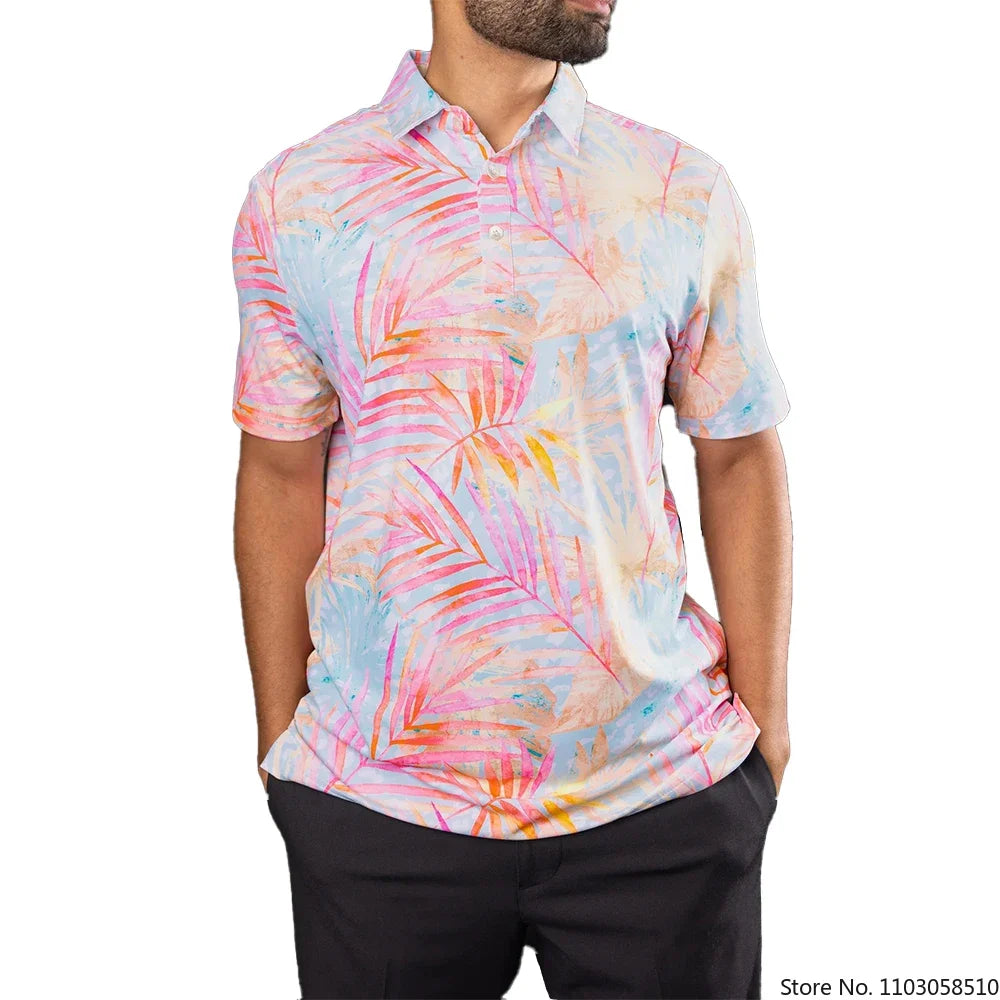 2023 New Golf Wear Fashion Polo Shirt Men's Short Sleeved T-shirt Summer New Striped Lapel Casual Half Sleeve Polo Shirt Tops