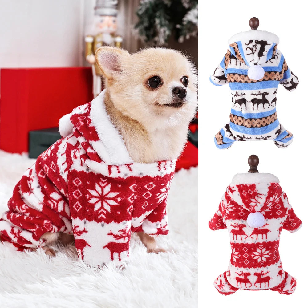 Dog Pajamas Warm Christmas Dog Coat Fleece