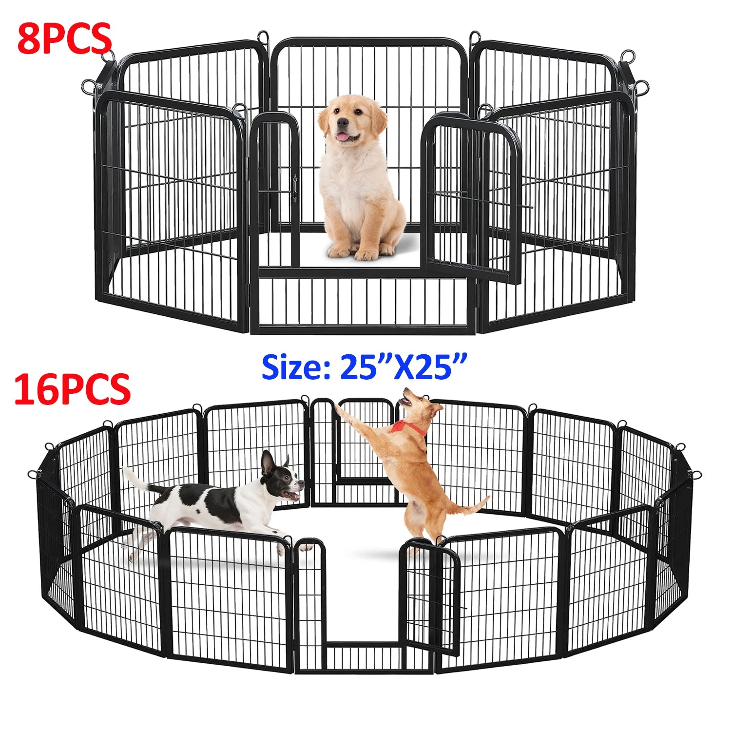 Dog Playpen with Door, Outdoor/Indoor Foldable Metal Pet Fence,