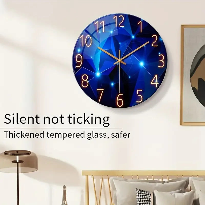 Blue Wall Clock for Living Room Decor Kitchen Wall Clocks Battery Operated
