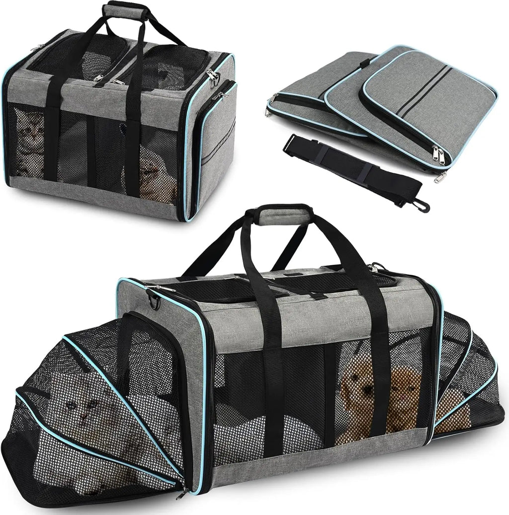 Portable 2-in-1 Pet Carrier,Double Compartment Cat & Dog Carrier