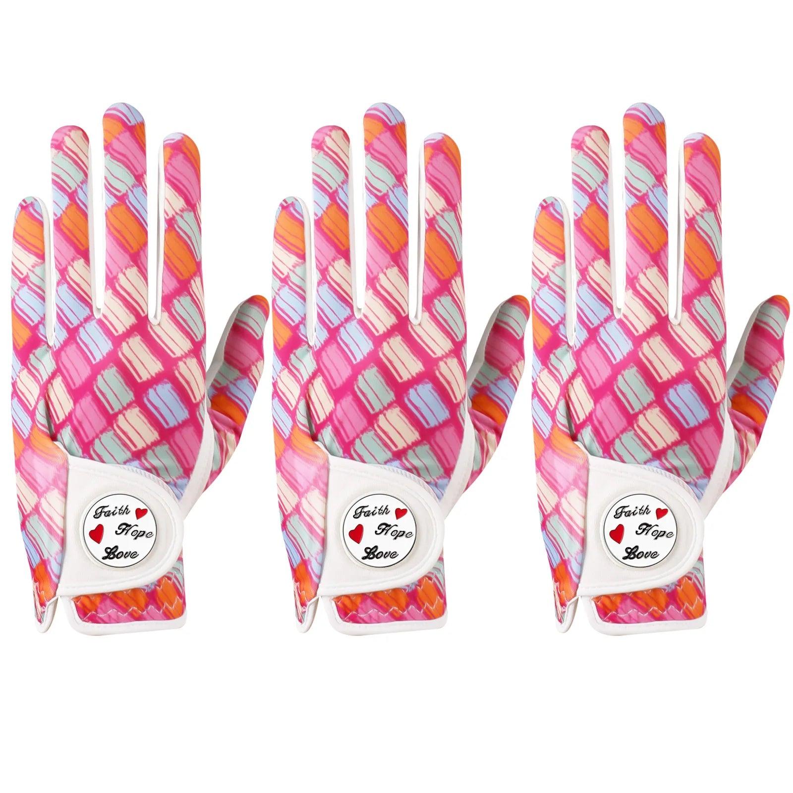Golf Gloves Women Ladies Left Hand Right Handed Golfer with Ball Marker 3 Pack