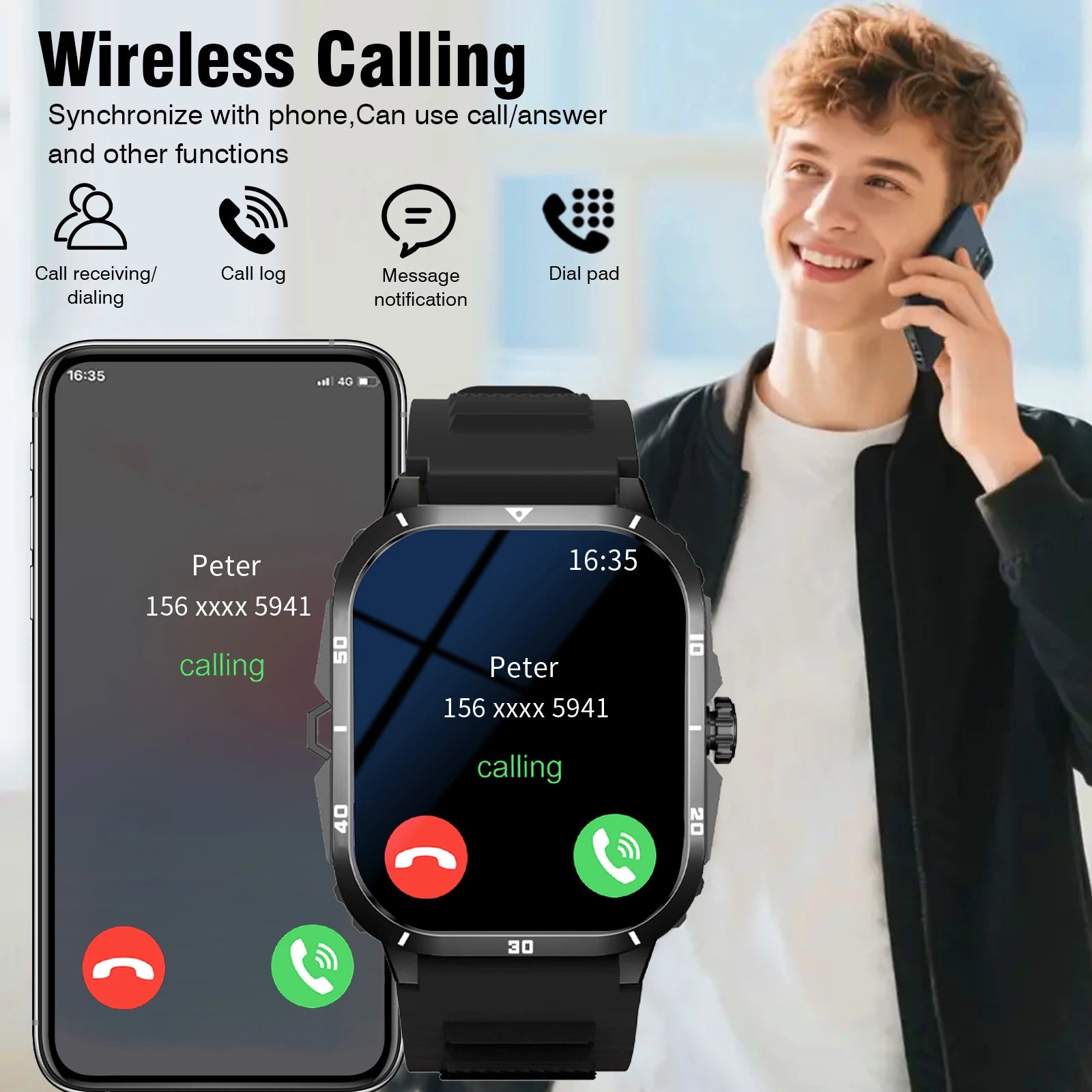 2025 Men's Smart Watch with Wireless Calling, Dual Straps