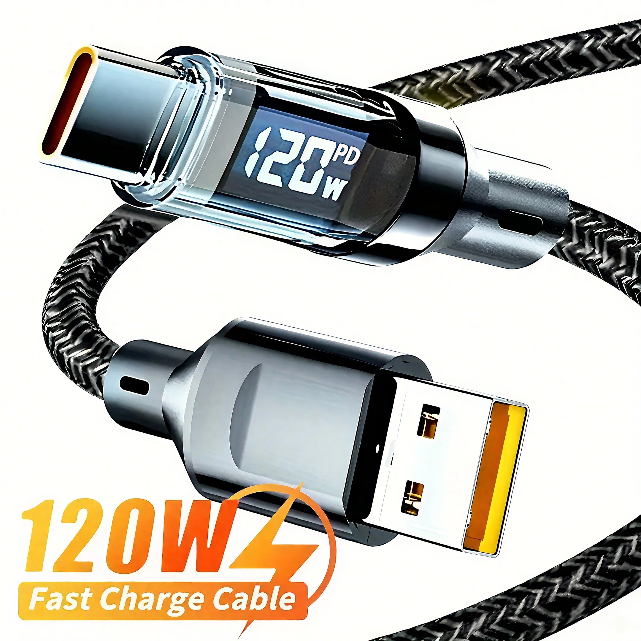 120W USB to Type C Cable Phone Super Fast Charging Cable