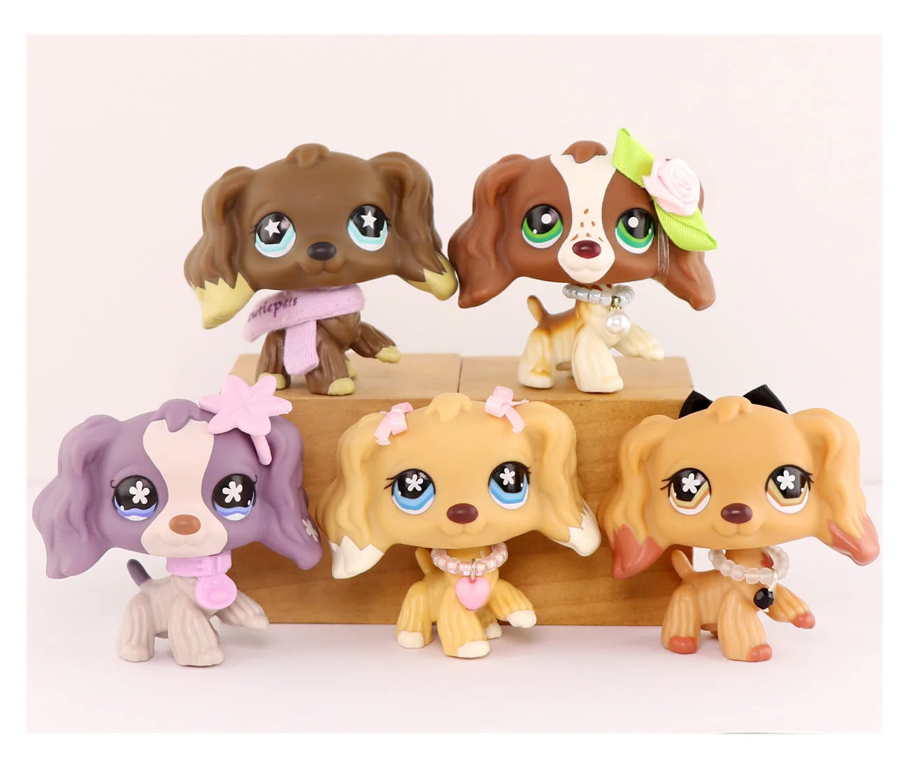 5PCS Mini Pet Shop Cocker Spaniel 960 156 1209 748 575 with Accessories Rare