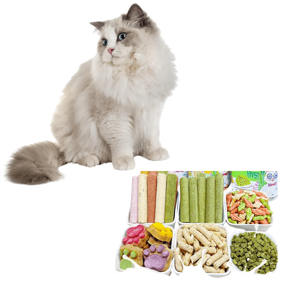 , Cat Treats for Hairball Support and Teeth Cleaning, Chicken Flavored Hairball Treats for Cats