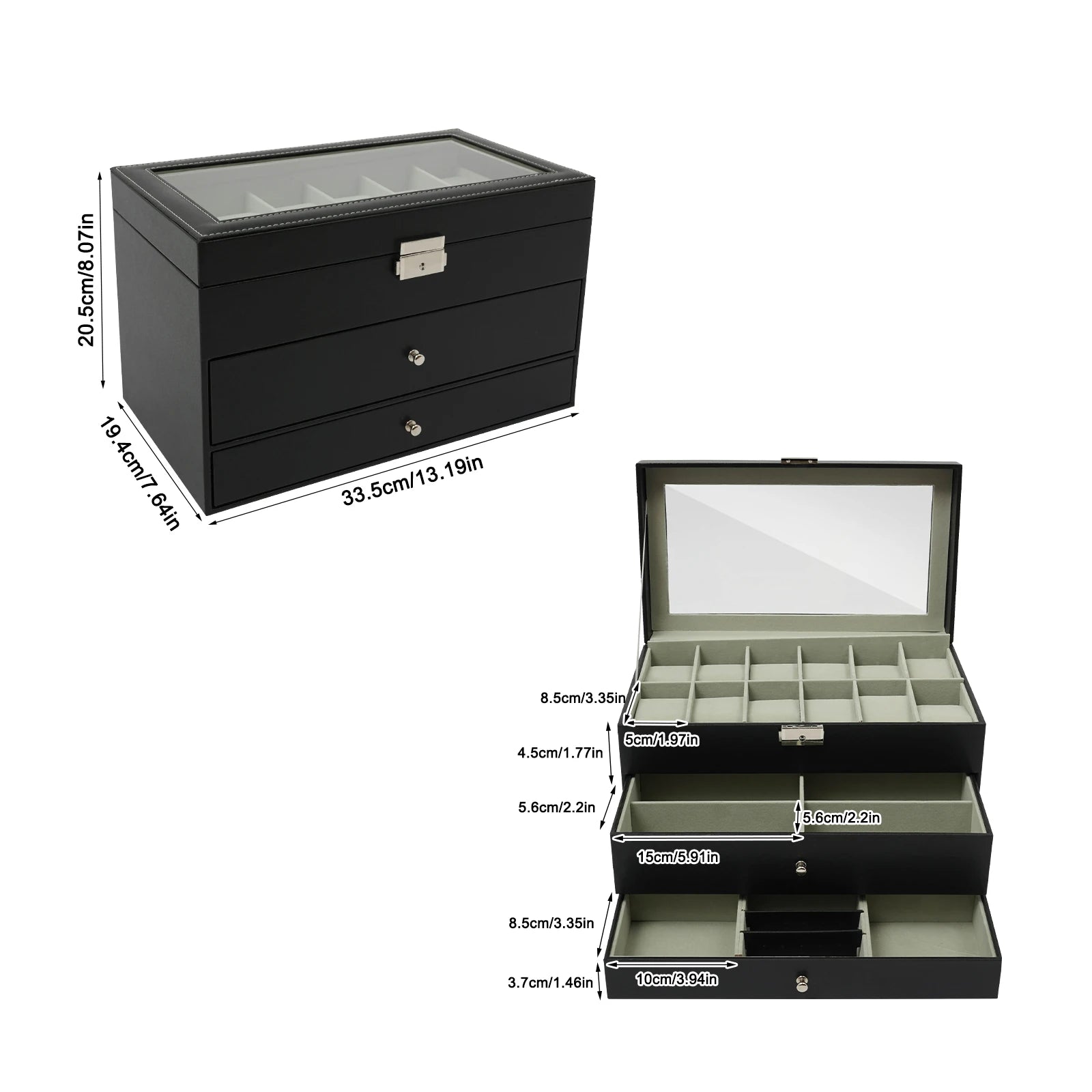 3-Layer PU Jewelry Box,Desktop Jewelry Cabinet,